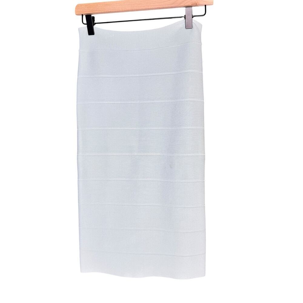 BCBGMAXAZRIA Knit Pencil Skirt Light Blue Stretch Bodycon Midi *small/medium
